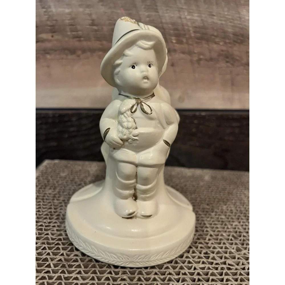 Bookends‎ 1940s Coventry Ware boy & girl ivory gold details 5